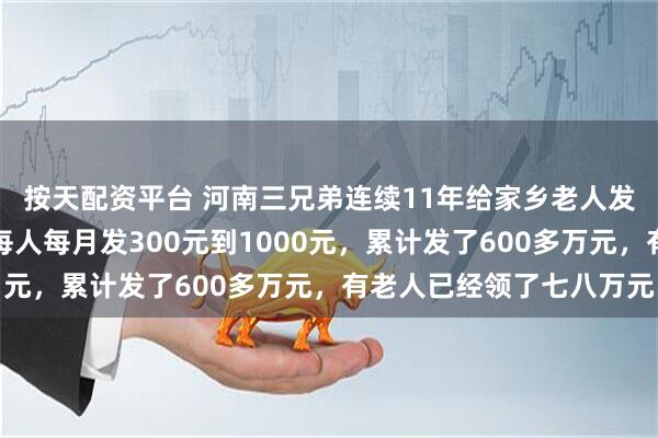 按天配资平台 河南三兄弟连续11年给家乡老人发放救助金，村支书：每人每月发300元到1000元，累计发了600多万元，有老人已经领了七八万元