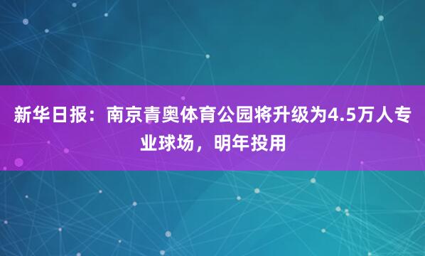 新华日报：南京青奥体育公园将升级为4.5万人专业球场，明年投用